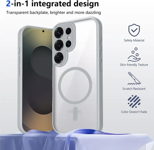 Vista 143 de Funda magnética transparente compatible con Xiaomi 17T, color negro 2 en 1 PC + TPU cubierta de teléfono a prueba de golpes, carcasa protectora