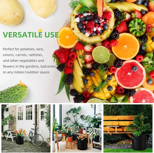 Vista 8 de Paquete de 12 bolsas de cultivo de plantas de 3 galones, macetas de tela no tejida gruesa con asas, bolsas para macetas de verduras, macetas de tela