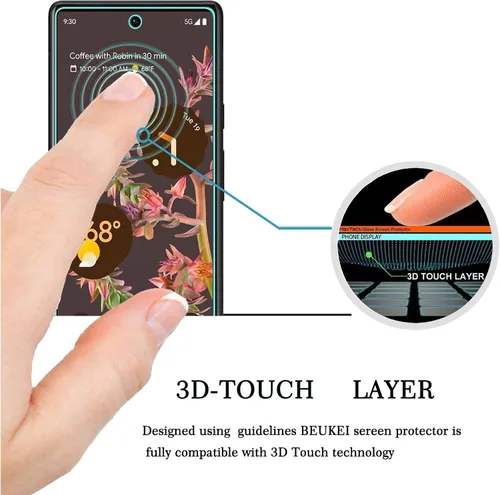 Vista 2 de Paquete de 4 protectores de pantalla de vidrio templado compatibles con Google Pixel 6 5G / Google Pixel 6, sensible al tacto, compatible