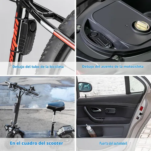 Vista 4 de WSDCAM Sistema de alarma con sensor de vibración antirrobo de 113 dB para bicicleta eléctrica, motocicleta, carrito de golf, remolque, buzón, puerta
