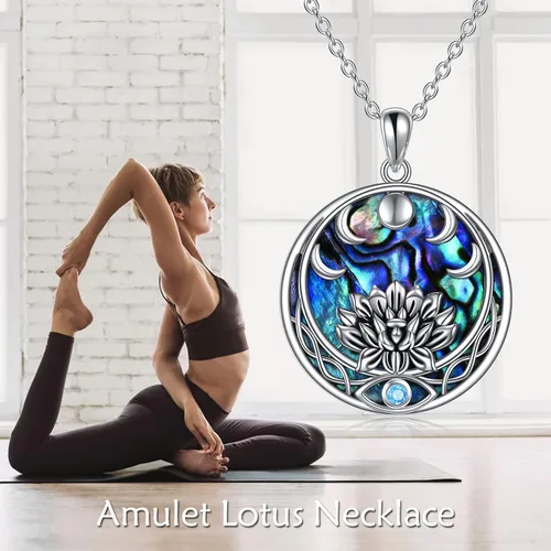 Vista 6 de CUPENDA Lotus FlowerEvil Eye Necklace Sterling Silver Evil Eye 7 Chakra Pendant Healing Spiritual Jewelry Birthday Gifts for Women
