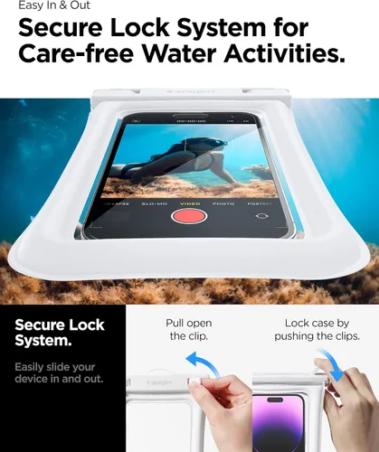 Vista 6 de Spigen AquaShield - Bolsa flotante universal impermeable para teléfono, funda impermeable para teléfono, fundas protectoras de PVC con IPX8 A610