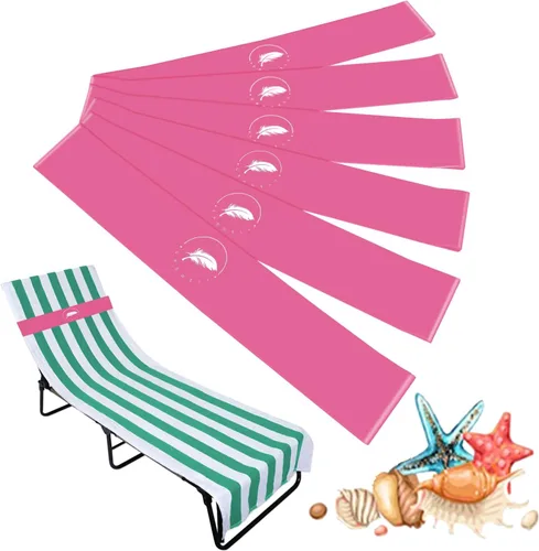 Vista 11 de Bandas de toalla (paquete de 6) - Clips elásticos para toallas de playa y crucero para sillas de playa, piscina, salón, portadores de toallas