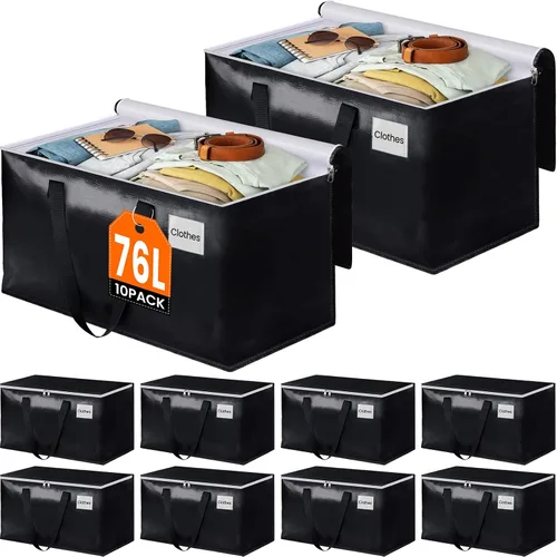 Vista 16 de BlissTotes Bolsas de mudanza, cajas de mudanza resistentes con cremalleras superiores y asas resistentes, bolsas de almacenamiento para ahorrar