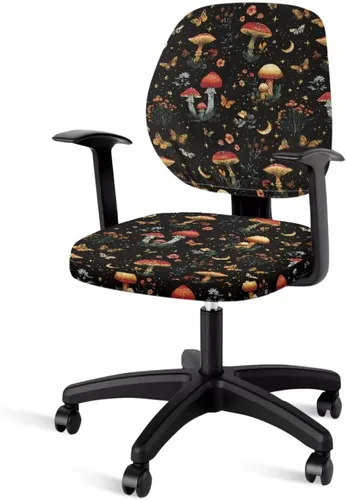 Vista 40 de Funda protectora elástica para silla de oficina con diseño de hongos artísticos, funda giratoria elástica para silla de escritorio, adecuada