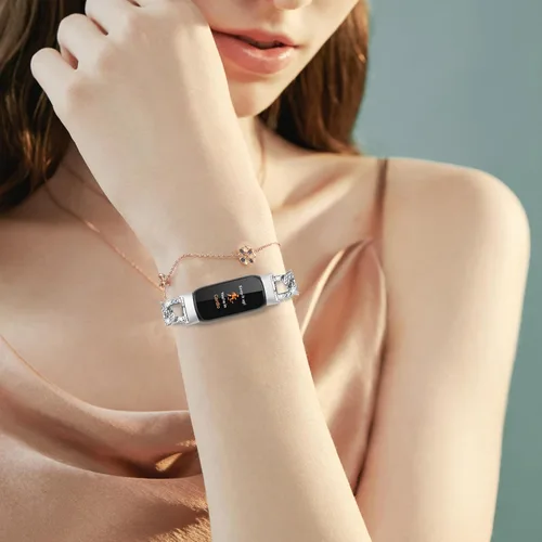 Vista 7 de TenCloud Pulsera compatible con Fitbit Luxe Watch Band Rhinestone Diamond Metal Elegante Correa ajustable compatible con Fitbit Luxe Band para mujer