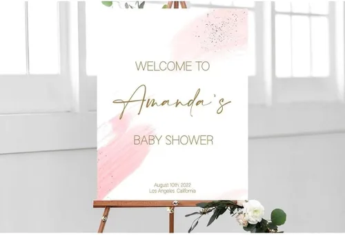 Vista 9 de Letrero de bienvenida para baby shower, decoración de baby shower de Little Cutie - Letrero personalizado para baby shower con texto en inglés "A