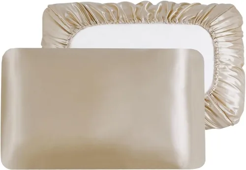 Vista 9 de YFlifangting - 2 fundas de almohada de seda gris con memoria y satén, tamaño Queen y King, funda de almohada elástica de seda satinada de color liso
