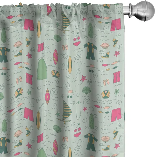 Vista 45 de Lunarable Cortinas para ventana para mascotas, divertidos personajes de gatos, estilo artístico, gatitos juguetones, animales peludos, decoración