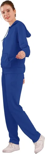 Vista 3 de LeeHanTon Conjunto de 2 piezas de sudadera con capucha y pantalón para correr, de terciopelo, para correr, para correr, para correr