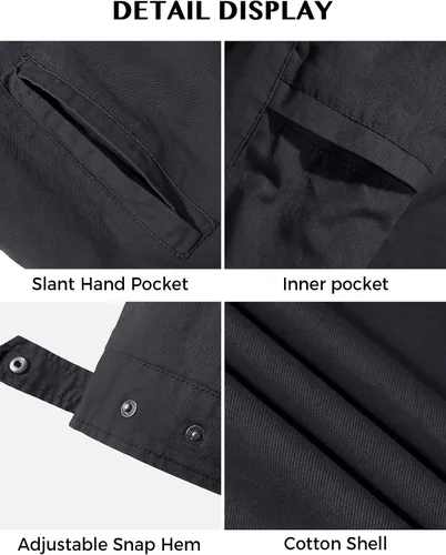 Vista 6 de WenVen Chaqueta de algodón militar ligera para hombre, abrigo de trabajo con solapa de primavera casual