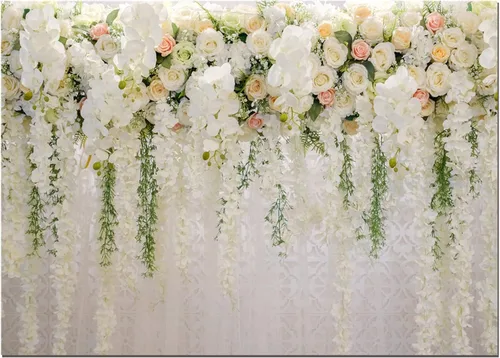 Vista 7 de Fondos de fotografía con temática floral de rosas blancas para despedida de soltera, boda, flores, fondo de fotos, fiesta de cumpleaños, retrato