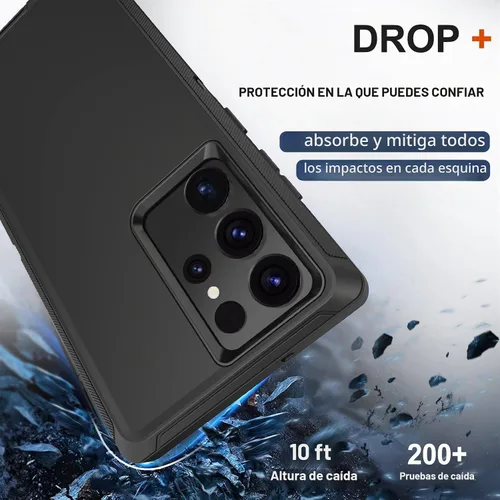Vista 4 de Funda para Samsung Galaxy S23 Ultra con funda de clip para cinturón, 2 protectores de pantalla, [grado militar] resistente a prueba de golpes