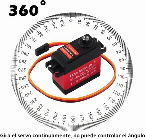 Vista 3 de TD-8125MG 55.1 lbs Servo digital 360 grados impermeable gran par de metal engranaje para DIY robot brazo robótico RC Modelo PWM 500μs-2500μs