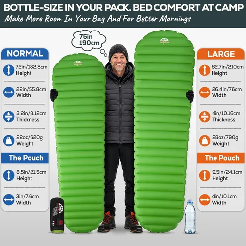 Vista 2 de Gear Doctors ApolloAir 5.2 R-Value [683g] Colchoneta inflable ultraligera aislada para acampar — Colchoneta para mochilero — Colchón de aire