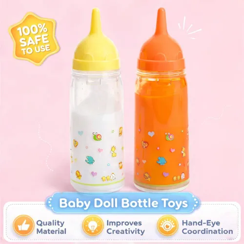 Vista 4 de Biberones mágicos, 2 botellas: 1 de leche y otra de jugo, tamaño grande especialmente para niños pequeños
