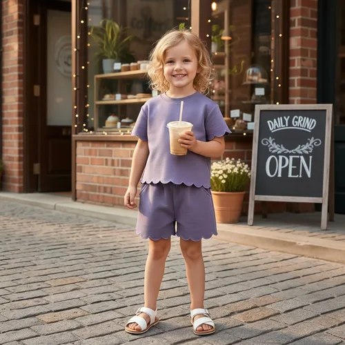 Vista 2 de Aalizzwell Traje de verano para niña pequeña 2-5T Púrpura