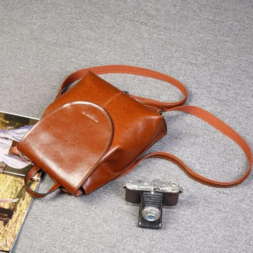 Vista 5 de na - Bolsos de cuero para mujer, mochilas casuales para exteriores, bolsas de mensajero, mochilas pequeñas de moda retro