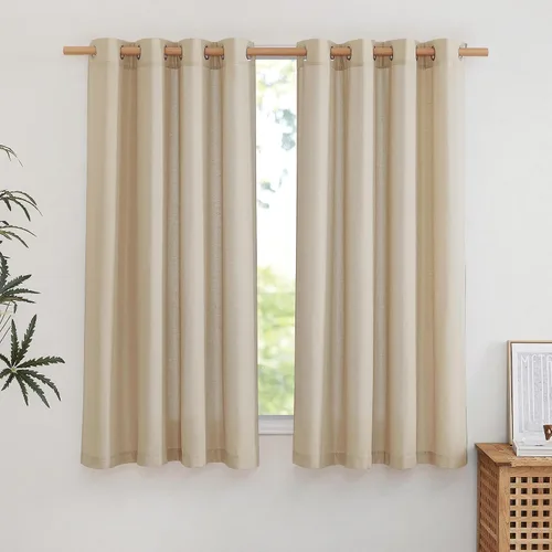 Vista 220 de NICETOWN - Cortinas de lino angora para ventana de cocina sobre el fregadero, con ojales, lino grueso angora, tratamientos cortos para ventanas