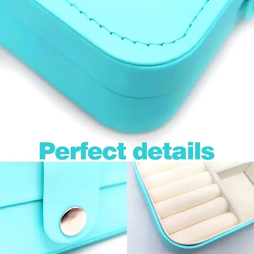 Vista 7 de Zoe sunny - Joyero para niñas, organizador de joyas, mini estuche de viaje, pequeño, portátil, para collares, pulseras, aretes, anillos