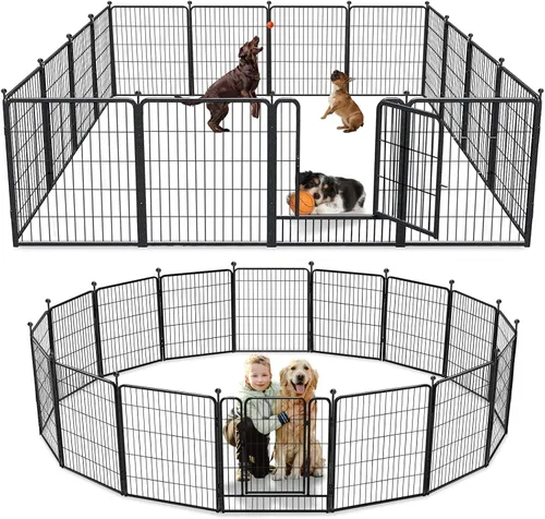 Vista 29 de Corralito para perros, 40 pulgadas, 8 paneles, valla para perros al aire libre, resistente, corral para perros grandes, medianos y pequeños, corral