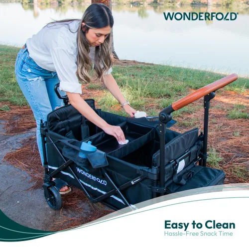 Vista 4 de WONDERFOLD Bandeja de aperitivos de la serie X para cochecito X2 con portavasos abatibles para maximizar el espacio, fácil de instalar