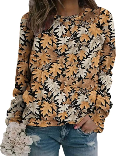 Vista 16 de Sudadera clásica de cuello redondo con patrón de flores boho para primavera y otoño, suave, cómoda, de inspiración retro, pieza de capas para mujer