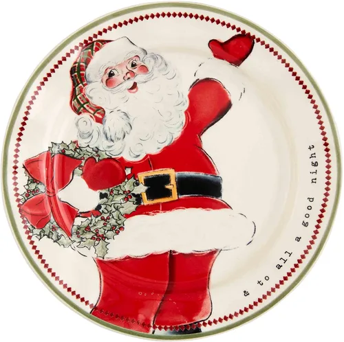 Vista 5 de Plato de Ensalada de Navidad de Papá Noel de Mud Pie, Bastón de Caramelo, 20.3 cm de diámetro