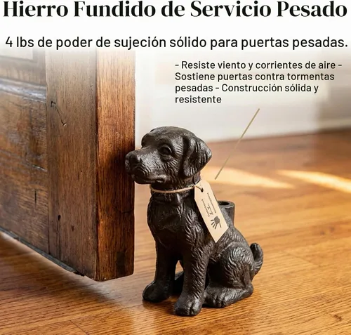 Vista 3 de LuLu Decor, Tapón decorativo para puerta de perro de hierro fundido con mango