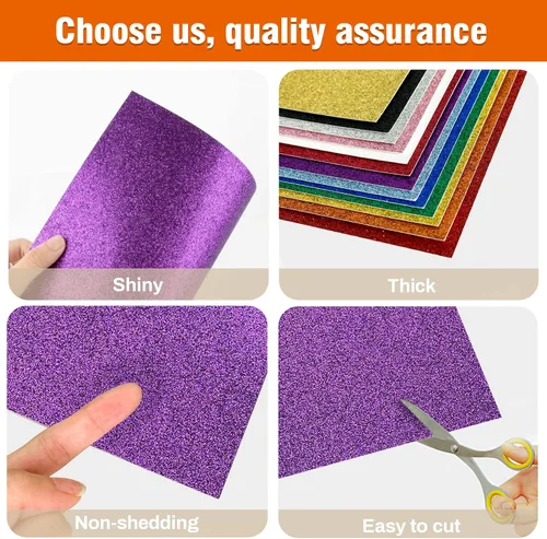 Vista 4 de Sukh 20 piezas de papel de cartulina con purpurina, papel de cartulina con purpurina A4, grueso, para manualidades, Halloween, Navidad, San