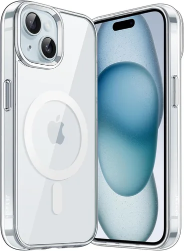 Vista 26 de JETech Funda magnética para iPhone 15, color negro y blanco Compatible con MagSafe, funda protectora a prueba de golpes, resistente a