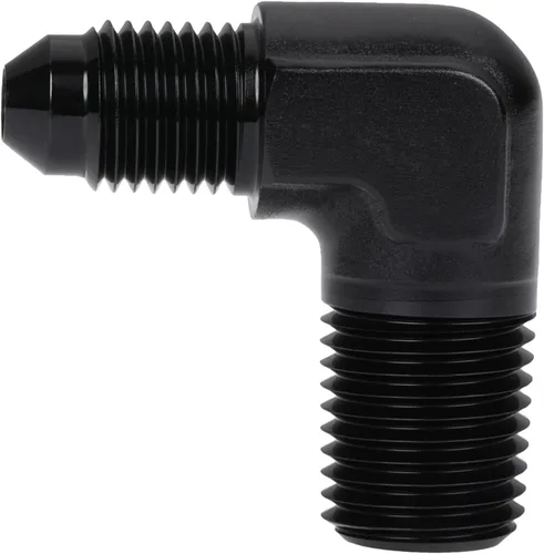 Vista 3 de 3AN macho Flare a 1/4 NPT tubo macho 90 grados codo adaptador unión aluminio negro