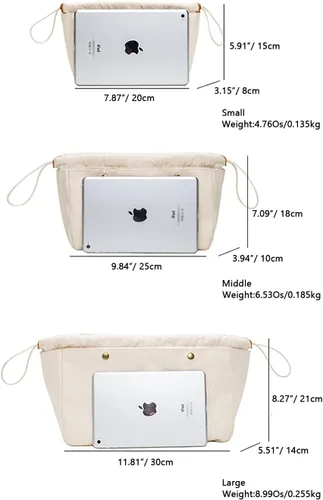 Vista 2 de Divisor de bolsa de lona de algodón Organizador Insertar bolso grande Bolso extra grande (L)