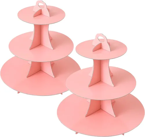 Vista 10 de Soleebee Soporte redondo de 3 niveles para cupcakes, torre de cartón para cupcakes, torre de soporte para pasteles de postre para decoración