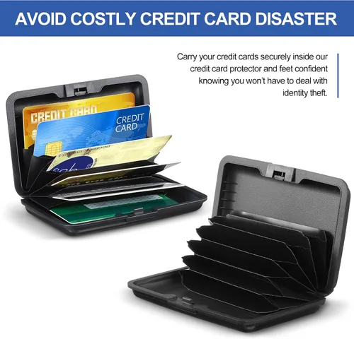 Vista 3 de 2 piezas de soporte delgado para tarjetas de crédito mini protector de tarjeta de crédito protector de aluminio para tarjetas de visita organizador