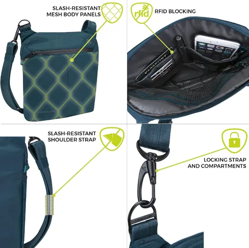 Vista 6 de Travelon - Bolsa bandolera, antirobo, S, Carbón), 43126 530