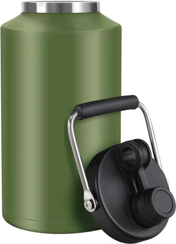 Vista 14 de Jarra de Agua de Galón, Botella de Agua Aislada, Jarra de 1 Galón con Asa, Botella de Agua Grande de Acero Inoxidable de 128 oz de Boca Ancha