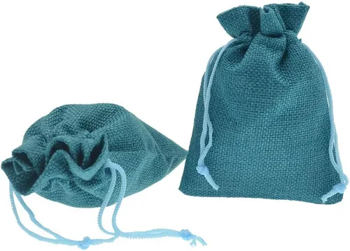 Vista 5 de 50 bolsas de arpillera con cordón, pequeñas bolsas de regalo de lino, bolsas de joyería de yute para recuerdos de boda, fiestas, manualidades