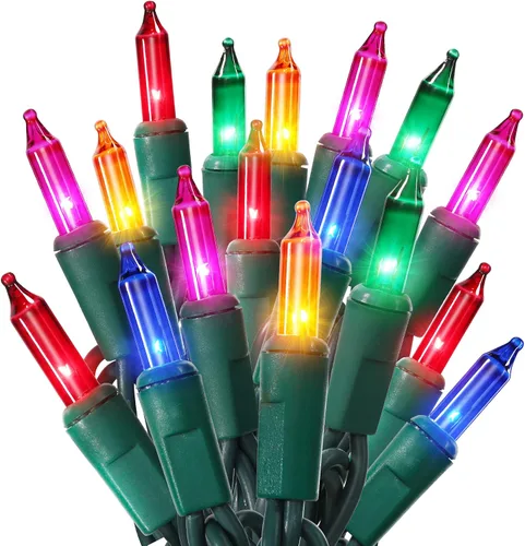 Vista 9 de ODEETRONIC Luces cálidas de Navidad - 100 bombillas, 6.6 metros de longitud, luces intermitentes y constantes transparentes, con certificación UL