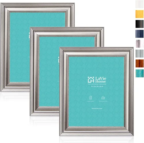 Vista 18 de LaVie Home Marcos de fotos 4x6 (3 unidades, de grano de madera negro) Juego de marcos rústicos con cristal de alta definición para montaje en pared