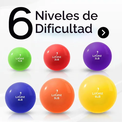 Vista 2 de Logest Par de pelotas de ejercicio de tonificación ponderada, bola medicinal de forma redonda, 1 libra, 2 libras, 3 libras, 4 libras, 5 libras, 6