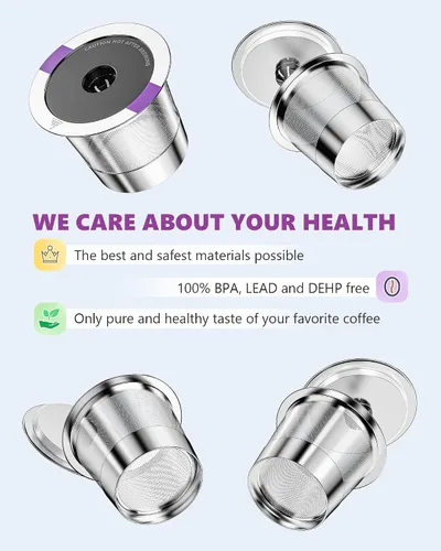 Vista 4 de Cápsulas de café reutilizables universales, adecuadas para tazas K, acero inoxidable reutilizable compatible con cafeteras Keurig 1.0 y 2.0