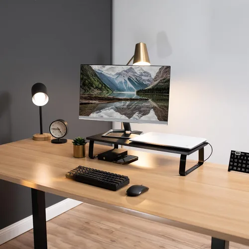 Vista 2 de VIVO Soporte para monitor y portátil, elevador de escritorio de 24 pulgadas, negro, STAND-V000D