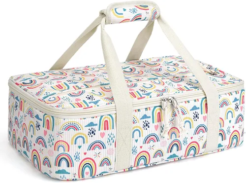 Vista 28 de Porta cacerolas aislado, porta ollas portátil para alimentos calientes o fríos, bolsa de lasaña para almuerzo para fiestas de comida, se adapta a