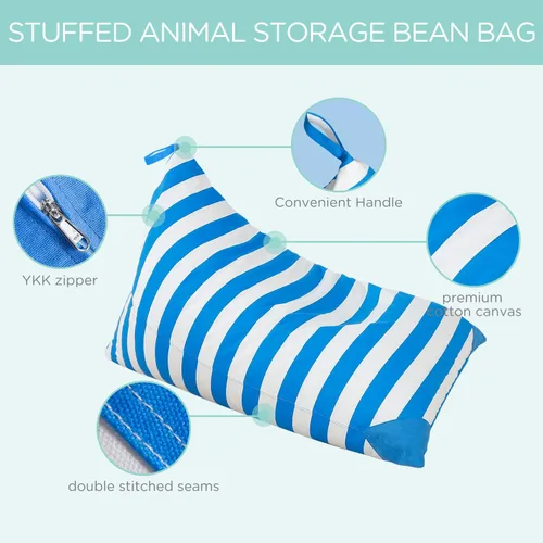 Vista 3 de Aubliss - Sillón puf para almacenamiento de animales de peluche, adecuado para niños, niñas y adultos, sólo incluye la funda de puf, con cremallera