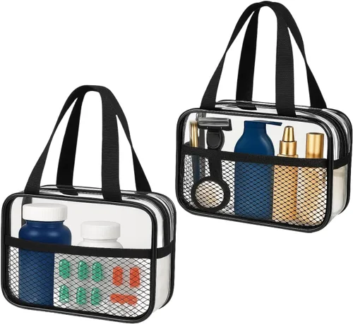 Vista 8 de XEWEA Bolsas de Aseo Transparentes de Viaje, Paquete de 3 Bolsas de Maquillaje Transparentes Aprobadas por TSA para Hombres y Mujeres, Kit