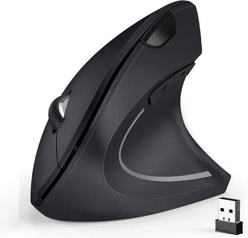 Vista 7 de Ratón vertical inalámbrico ergonómico para zurdos, 2.4G, 3 DPI ajustables (800/1200/1600), especialmente para zurdos