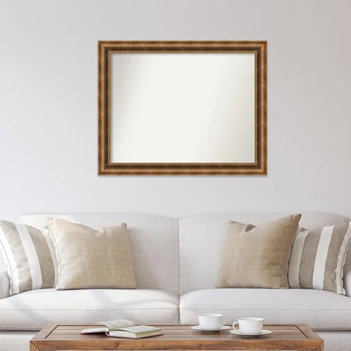 Vista 393 de Amanti Art Espejo de pared personalizado no biselado (25 x 25 pulgadas), marco de bronce acentuado, varios tamaños personalizados, espejo de baño