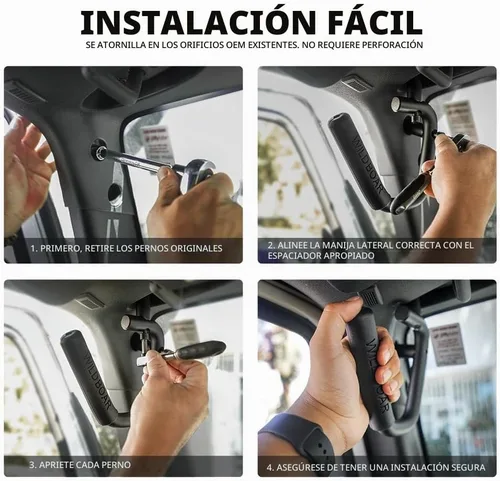 Vista 5 de Juego de 4 manijas de aluminio compatibles con Jeep JK JKU 2007-2018