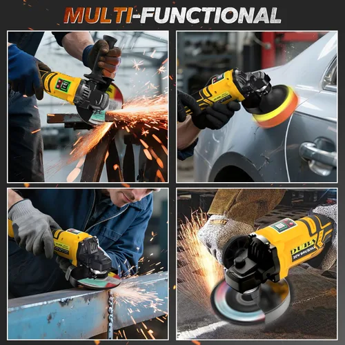 Vista 6 de Amoladora angular inalámbrica, compatible con la herramienta de amoladora de batería Dewalt de 20 V Max, motor sin escobillas con LED, 3 velocidades